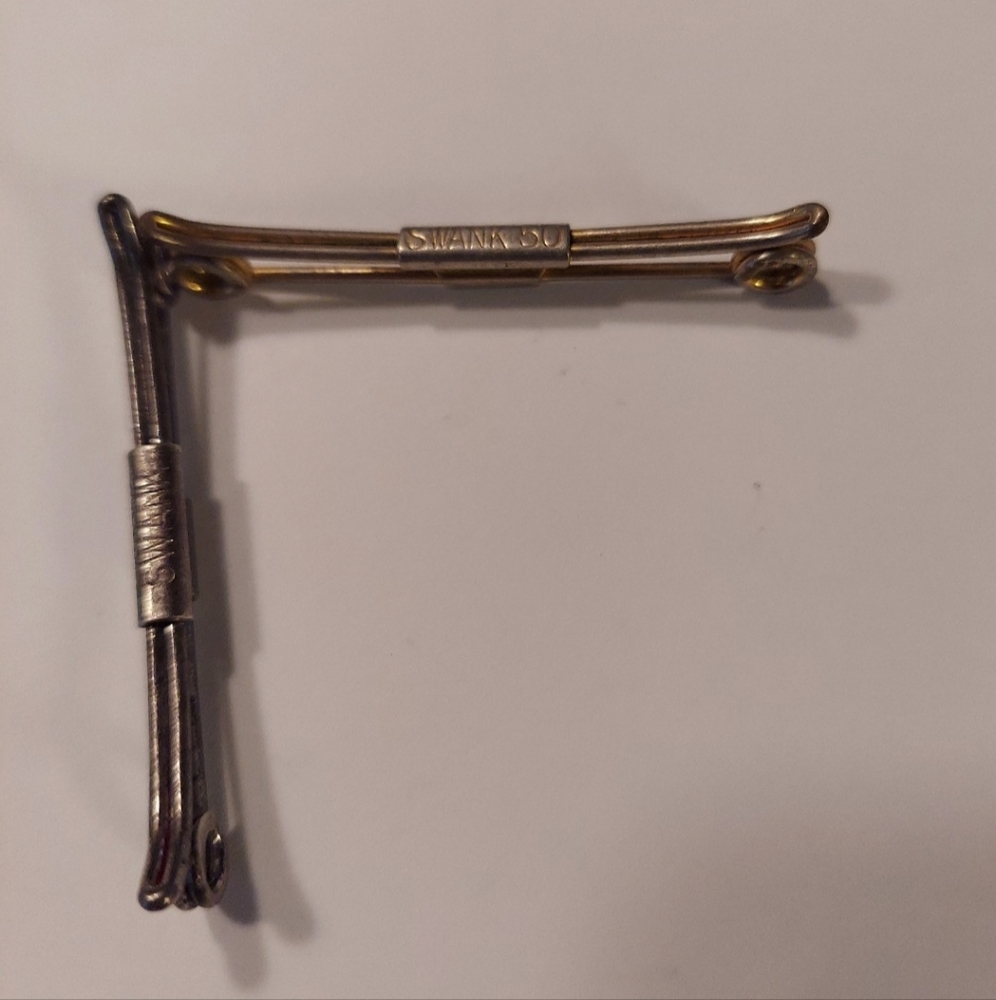 Swank & Swank 50 Collar Bars Signed 75818 & 75019 Sterling/Gold SET VINTAGE